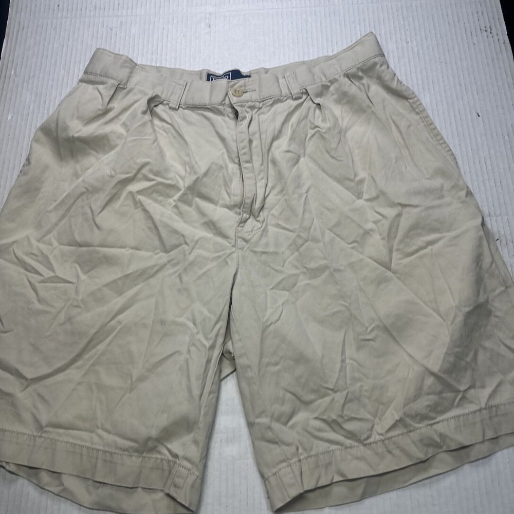 Trueflies Casual Shorts Khaki Chino Flat Front‎ Embroidered Shorts 42x8